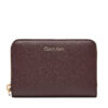 Голям дамски портфейл Calvin Klein Foil Logo Medium Zip Around LV04F1091G Бордо цвят на ниска цена