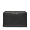 Голям дамски портфейл Calvin Klein Foil Logo Medium Zip Around LV04F1091G Черен цвят на ниска цена