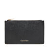 Голям дамски портфейл Calvin Klein Foil Logo Top Zip Cardcase LV04F1090G Черен цвят на ниска цена