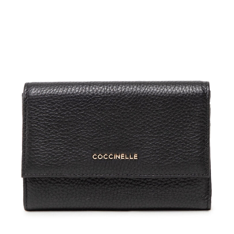 Голям дамски портфейл Coccinelle MW5 Metallic Soft E2 MW5 11 66 01 Черен цвят на ниска цена