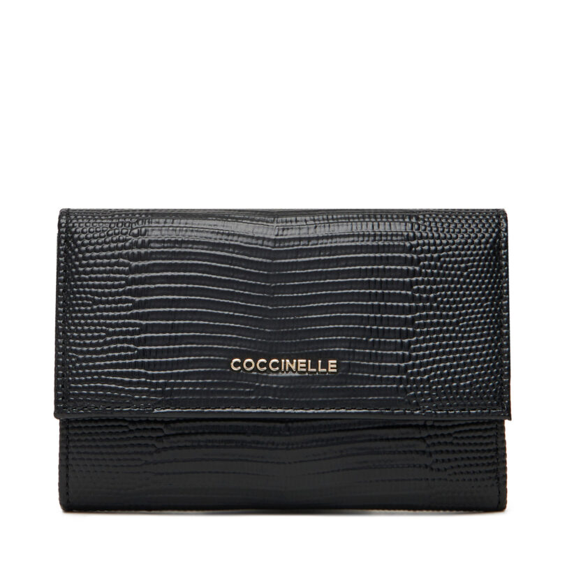 Голям дамски портфейл Coccinelle TL4 Metallic Lizard E2 TL4 11 66 01 Черен цвят на ниска цена