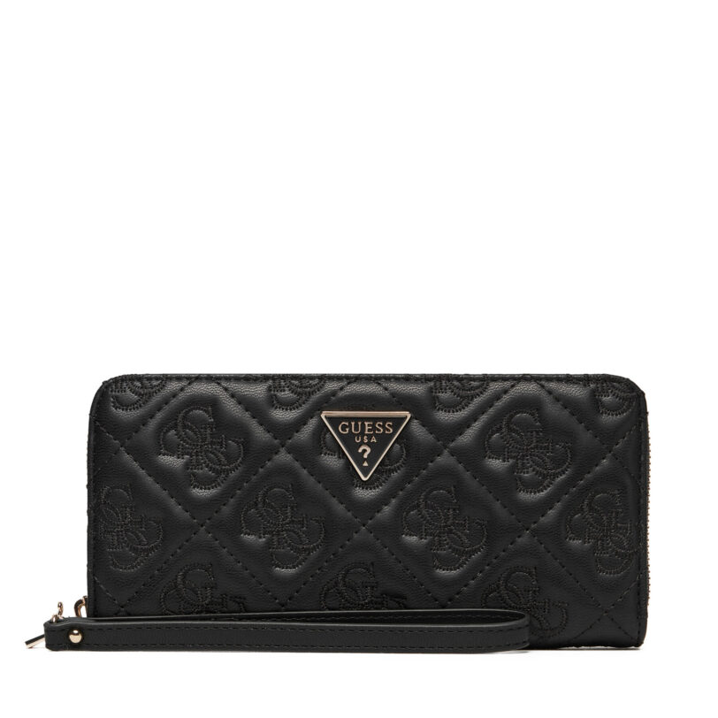 Голям дамски портфейл Guess Adelasia Slg SWQL96 58146 Черен цвят на ниска цена