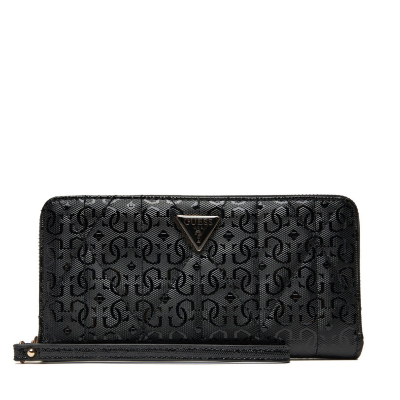 Голям дамски портфейл Guess Aldina Slg SWGG96 63146 Черен цвят на ниска цена