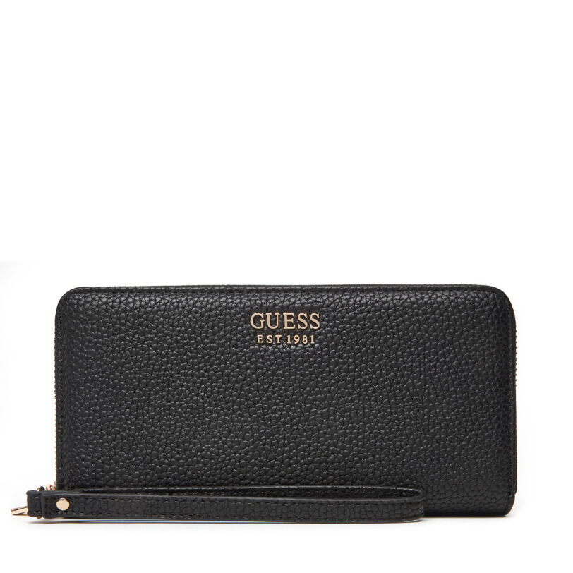 Голям дамски портфейл Guess Brenton Slg SWPG96 48146 Черен цвят на ниска цена