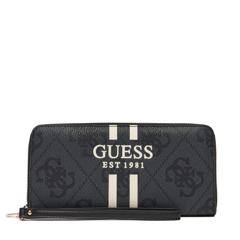Голям дамски портфейл Guess Laurell II Slg SWOS74 59146 Черен цвят на ниска цена