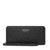 Голям дамски портфейл Guess Mirema Slg SWWG96 31146 Черен цвят на ниска цена