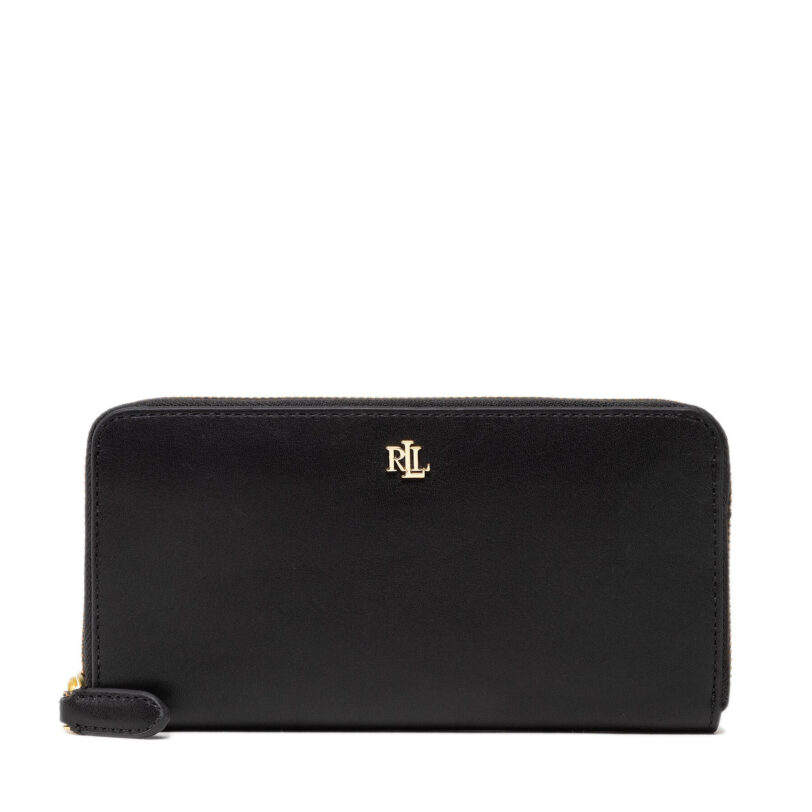 Голям дамски портфейл Lauren Ralph Lauren Zip Cont Wlt 432876730003 Черен цвят на ниска цена