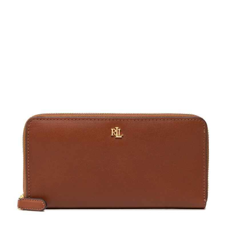 Голям дамски портфейл Lauren Ralph Lauren Zip Cont Wlt 432876730004 Кафяв цвят на ниска цена