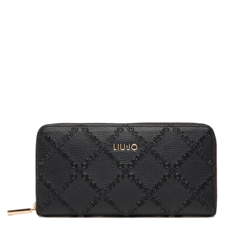 Голям дамски портфейл Liu Jo Ecs Xl Zip Around AF5170 E0538 Черен цвят на ниска цена