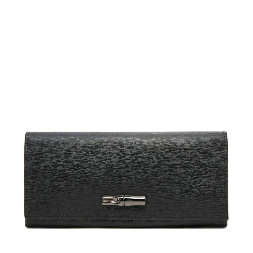 Голям дамски портфейл Longchamp 044871 Черен цвят на ниска цена