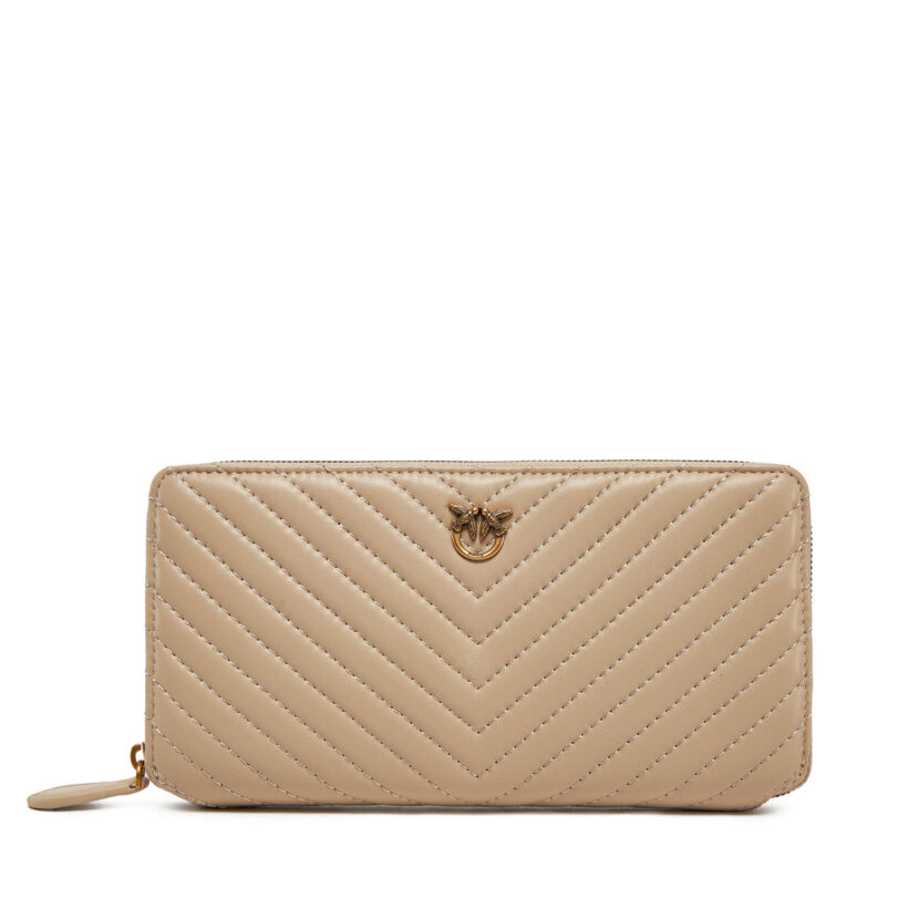Голям дамски портфейл PINKO Ryder Zip Around AI 24-25 PCPL 100250 A0GK Бежов цвят на ниска цена