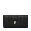 Голям дамски портфейл Tommy Hilfiger Feminine Lrg Flap AW0AW17475 Черен цвят на ниска цена