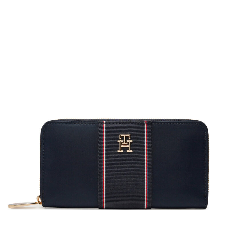 Голям дамски портфейл Tommy Hilfiger Poppy Lrg Za Corp AW0AW17271 Тъмносин цвят на ниска цена