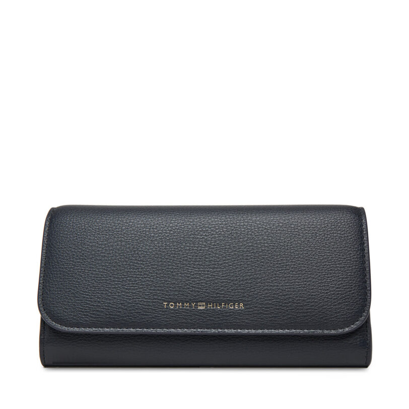 Голям дамски портфейл Tommy Hilfiger Th Flag Lrg Flap AW0AW17734 Тъмносин цвят на ниска цена
