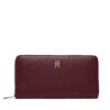 Голям дамски портфейл Tommy Hilfiger Th Icon Lrg Za AW0AW17744 Бордо цвят на ниска цена