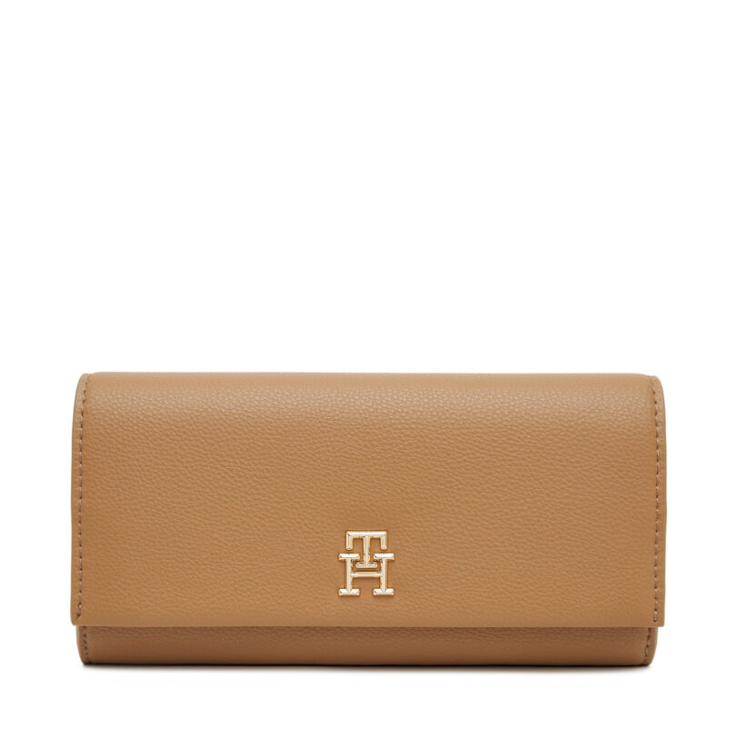 Голям дамски портфейл Tommy Hilfiger Th Legacy Flap Lrg Wallet AW0AW17267 Кафяв цвят на ниска цена