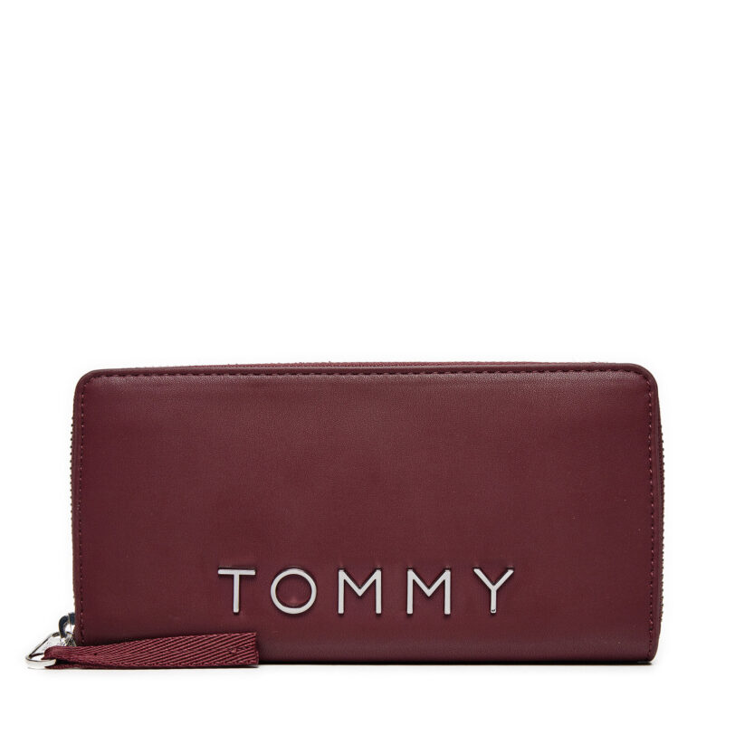 Голям дамски портфейл Tommy Jeans AW0AW16485 Бордо цвят на ниска цена