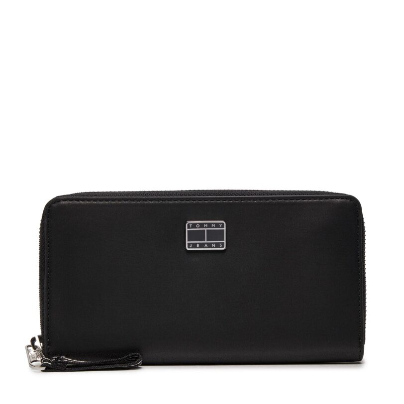 Голям дамски портфейл Tommy Jeans Tjw City-Wide Large Za AW0AW15941 Черен цвят на ниска цена