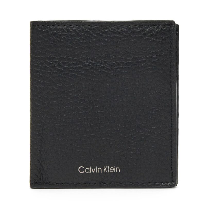 Голям мъжки портфейл Calvin Klein Ck Leather Comp Trifold W C &Car LV04D1029G Черен цвят на ниска цена