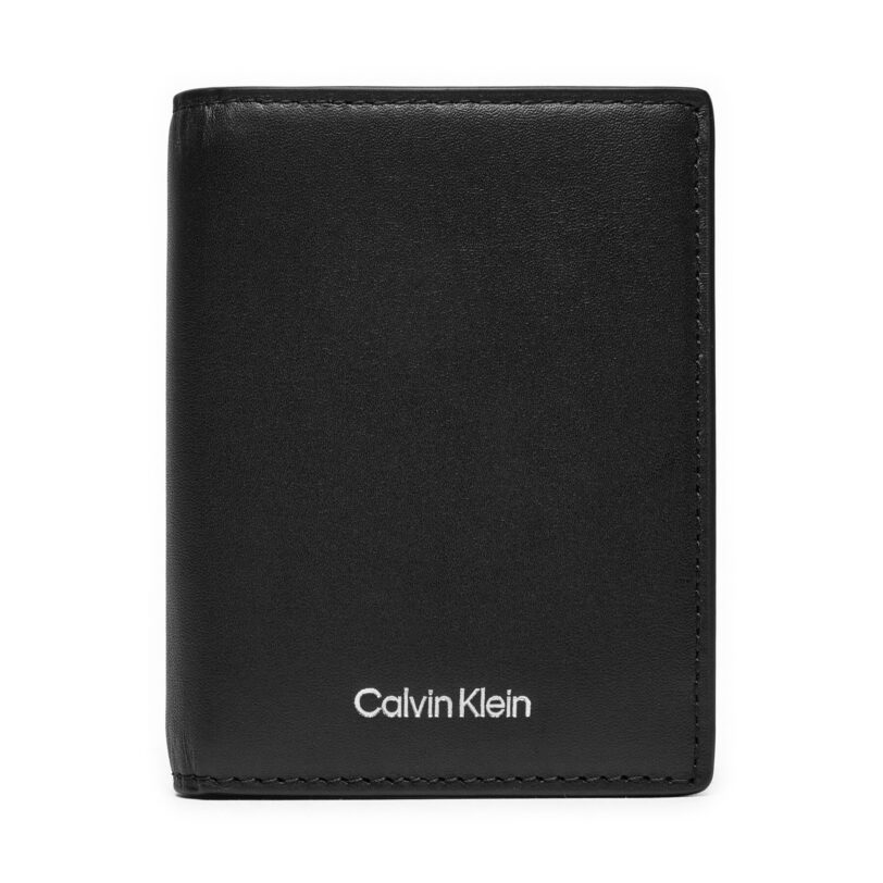 Голям мъжки портфейл Calvin Klein Ck Sleek Bifold 7cc W/Coin K50K512694 Черен цвят на ниска цена