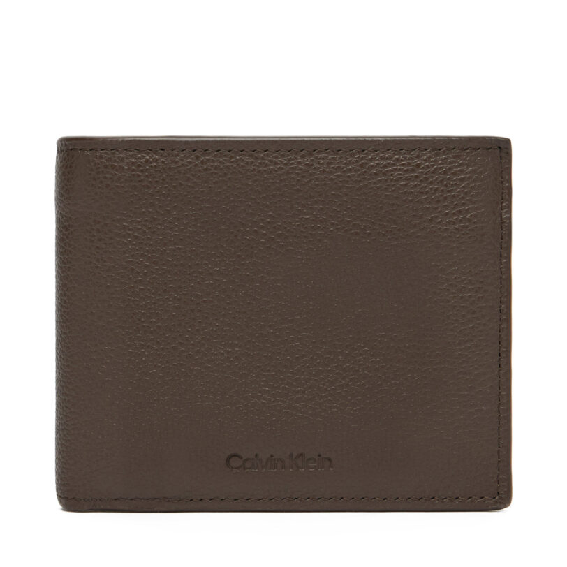 Голям мъжки портфейл Calvin Klein Micropebble Billfold W Coin LV04D1033G Кафяв цвят на ниска цена