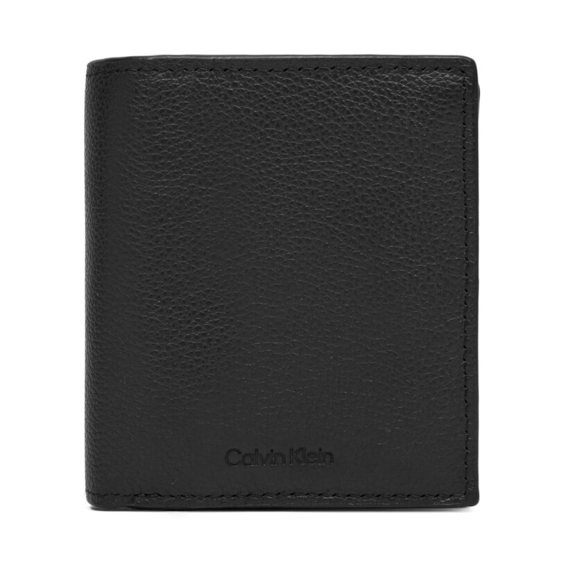 Голям мъжки портфейл Calvin Klein Micropebble Comp Trifold W Coin LV04D1034G Черен цвят на ниска цена