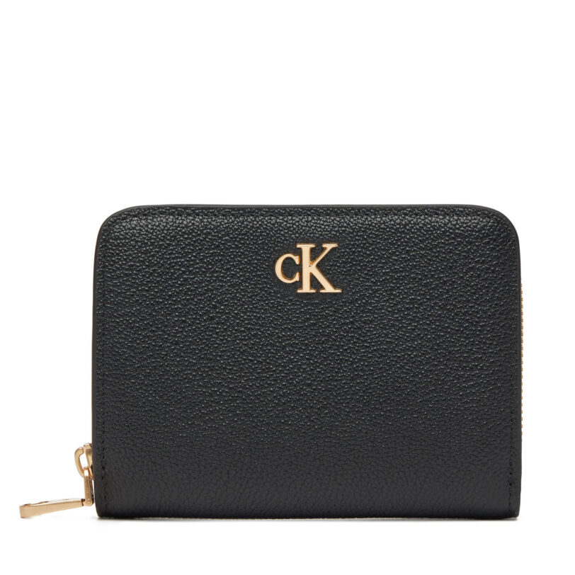 Голям мъжки портфейл Calvin Klein Minimal Monogrm Lthr Med Flap Zi LV04F1064G Черен цвят на ниска цена