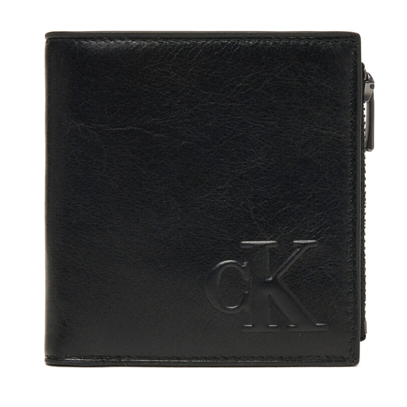 Голям мъжки портфейл Calvin Klein Sculpted Impression Compact Zip LV04G1074G Черен цвят на ниска цена