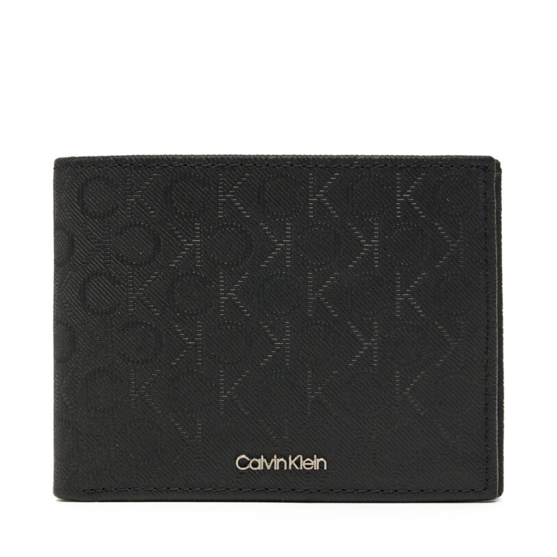 Голям мъжки портфейл Calvin Klein Trifold 10Cc W/Coin K50K512684 Черен цвят на ниска цена