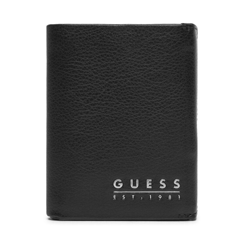 Голям мъжки портфейл Guess SMMETL LEA65 Черен цвят на ниска цена