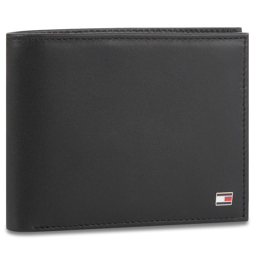 Голям мъжки портфейл Tommy Hilfiger Eton Cc And Coin Pocket AM0AM00651 Черен цвят на ниска цена