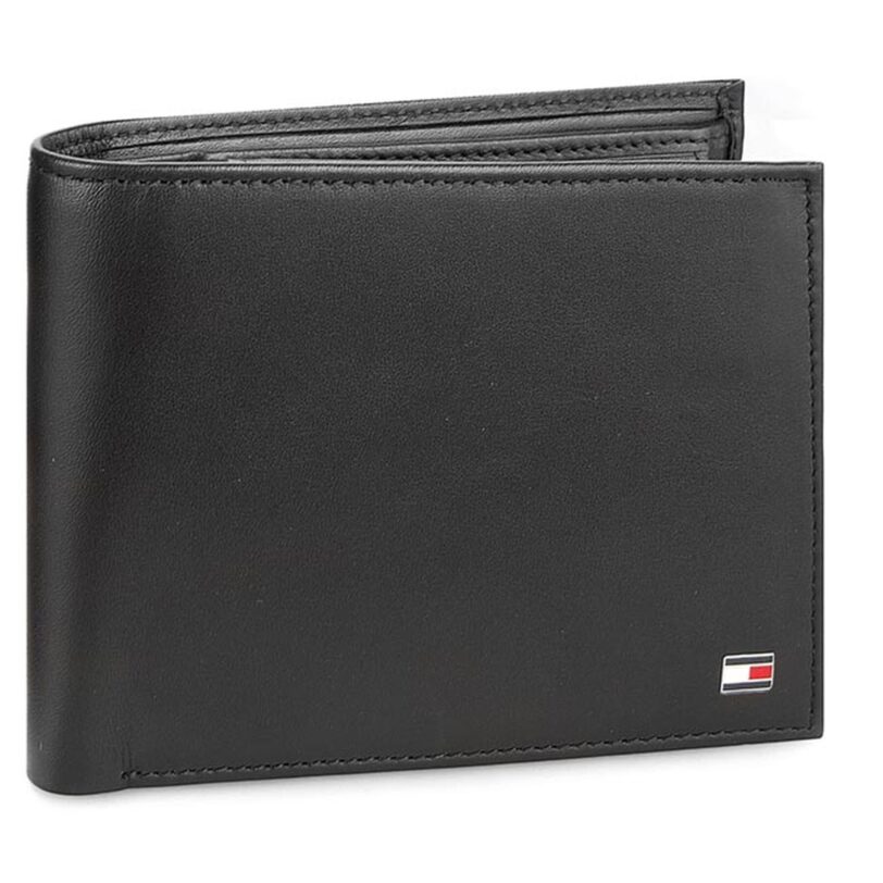 Голям мъжки портфейл Tommy Hilfiger Eton Cc Flap And Coin Pocket AM0AM00652 Черен цвят на ниска цена