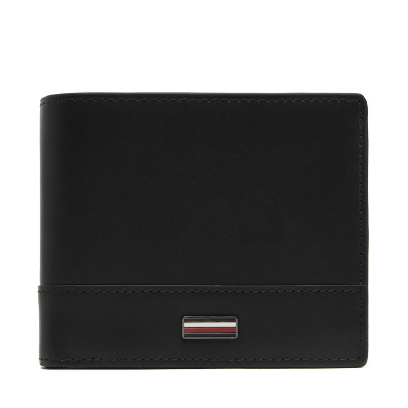 Голям мъжки портфейл Tommy Hilfiger Th Corp Cc Flap And Coin AM0AM13246 Черен цвят на ниска цена