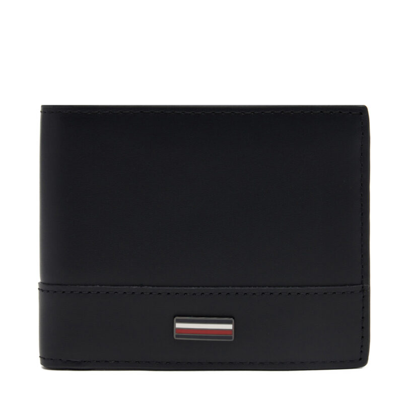 Голям мъжки портфейл Tommy Hilfiger Th Corp Mini Cc Wallet AM0AM13244 Черен цвят на ниска цена
