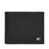 Голям мъжки портфейл Tommy Hilfiger Th Flag Mini Cc Wallet AM0AM13518 Черен цвят на ниска цена