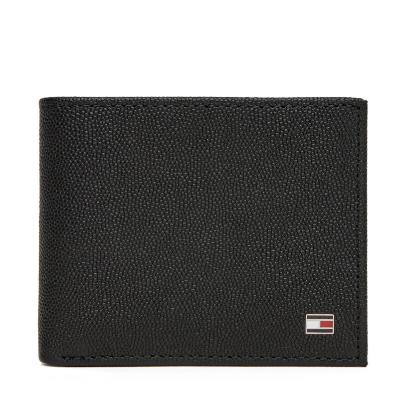 Голям мъжки портфейл Tommy Hilfiger Th Flag Mini Cc Wallet AM0AM13518 Черен цвят на ниска цена