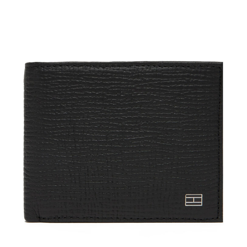 Голям мъжки портфейл Tommy Hilfiger Th Flag Mini Cc Wallet AM0AM13708 Черен цвят на ниска цена