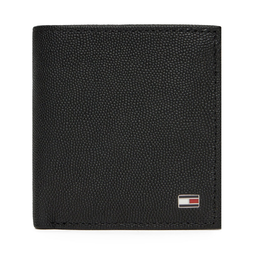 Голям мъжки портфейл Tommy Hilfiger Th Flag Trifold AM0AM13521 Черен цвят на ниска цена