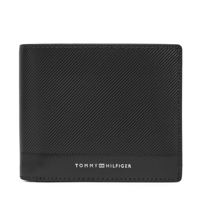 Голям мъжки портфейл Tommy Hilfiger Th Foundation Extra Cc And Coin AM0AM13509 Черен цвят на ниска цена