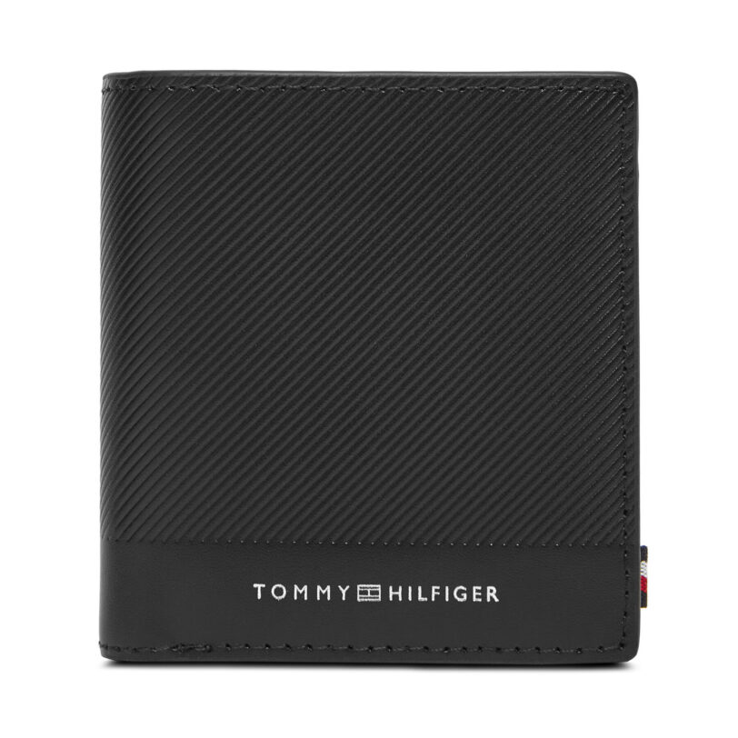 Голям мъжки портфейл Tommy Hilfiger Th Foundation Trifold AM0AM13510 Черен цвят на ниска цена