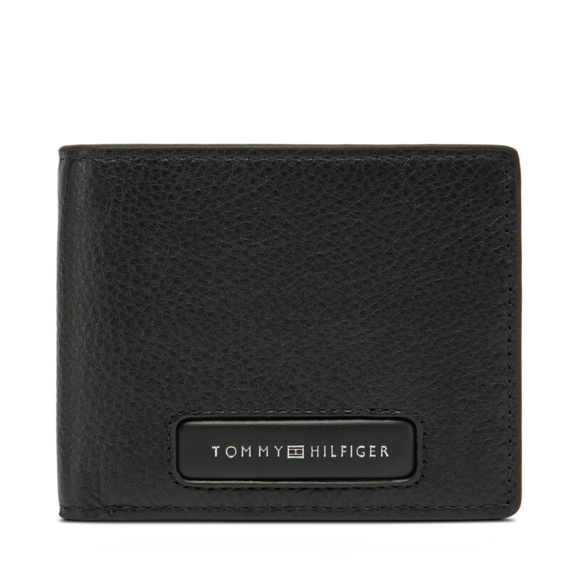 Голям мъжки портфейл Tommy Hilfiger Th Monogram Mini Cc Wallet AM0AM13251 Черен цвят на ниска цена