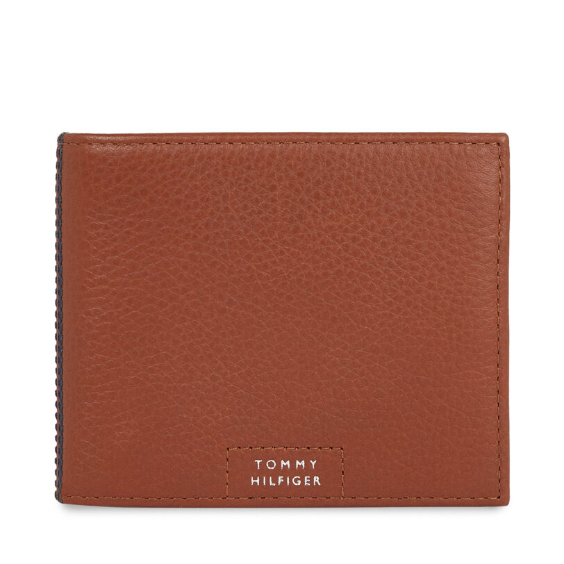 Голям мъжки портфейл Tommy Hilfiger Th Prem Leather Flap & Coin AM0AM12189 Кафяв цвят на ниска цена