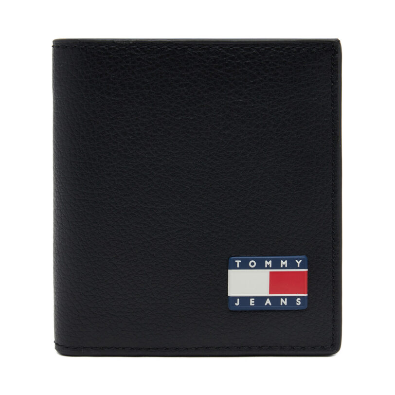 Голям мъжки портфейл Tommy Jeans Tjm Heritage Leather Cc & Coin AM0AM13372 Черен цвят на ниска цена