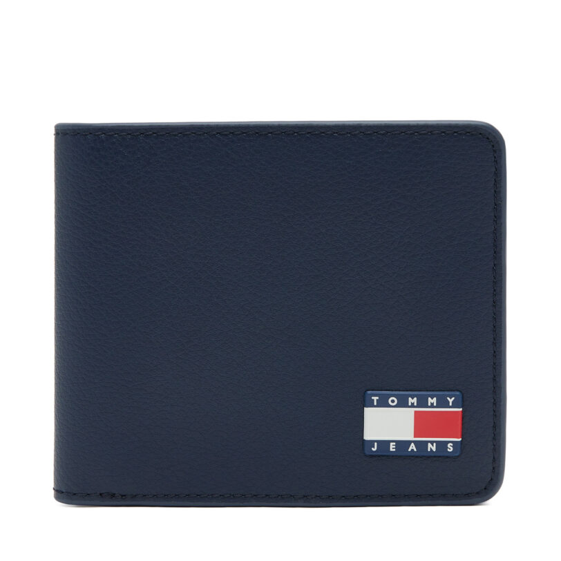 Голям мъжки портфейл Tommy Jeans Tjm Heritage Leather Cc Wallet AM0AM13371 Тъмносин цвят на ниска цена