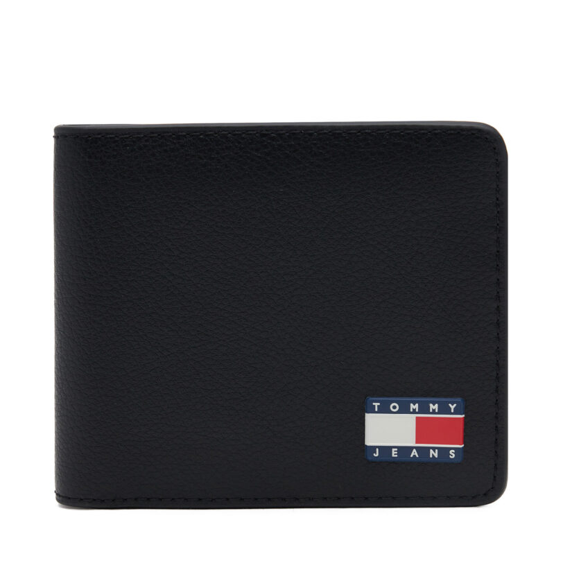 Голям мъжки портфейл Tommy Jeans Tjm Heritage Leather Cc Wallet AM0AM13371 Черен цвят на ниска цена