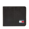 Голям мъжки портфейл Tommy Jeans Tjm Heritage Leather Cc Wallet AM0AM13409 Черен цвят на ниска цена