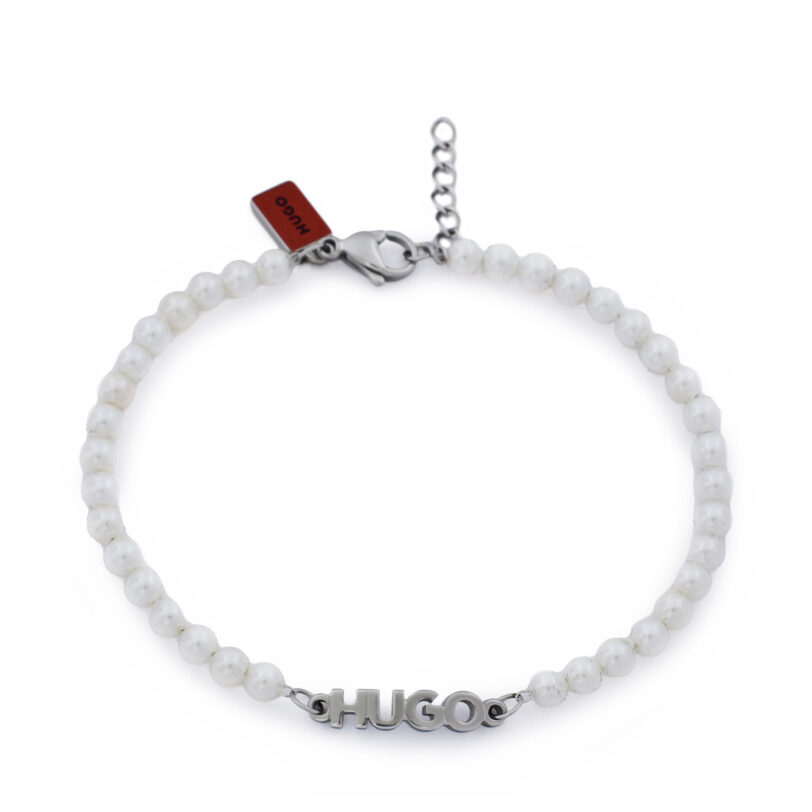 Гривна HUGO E-Smallpearl-Bra 50544521 Бял цвят на ниска цена