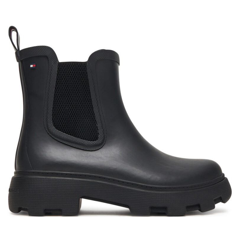 Гумени ботуши Tommy Hilfiger Flag Ankle Warm Lining FW0FW08974 Черен цвят на ниска цена