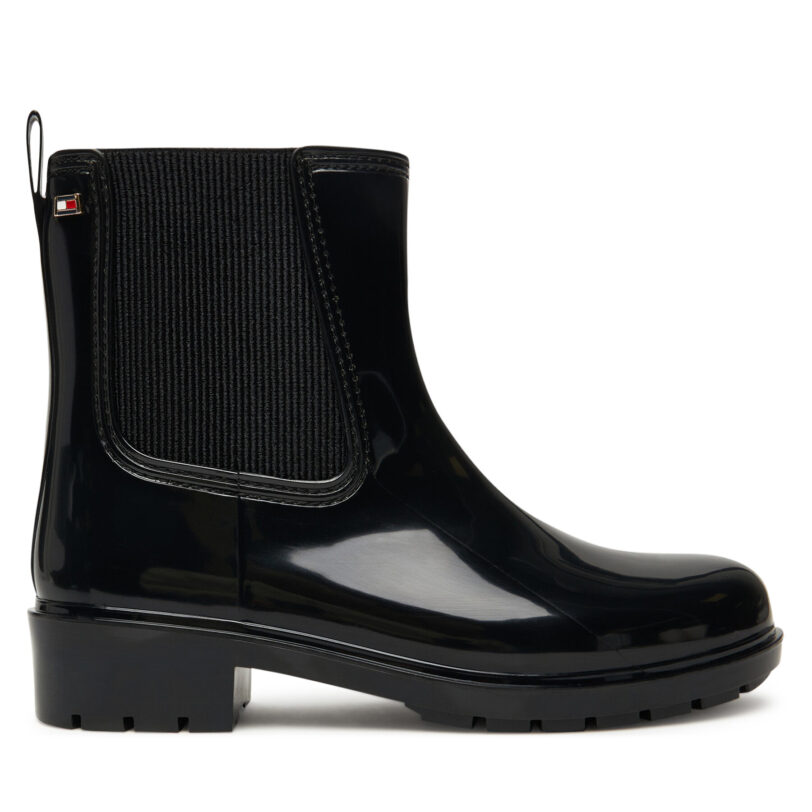 Гумени ботуши Tommy Hilfiger Flag Hardware FW0FW08966 Черен цвят на ниска цена