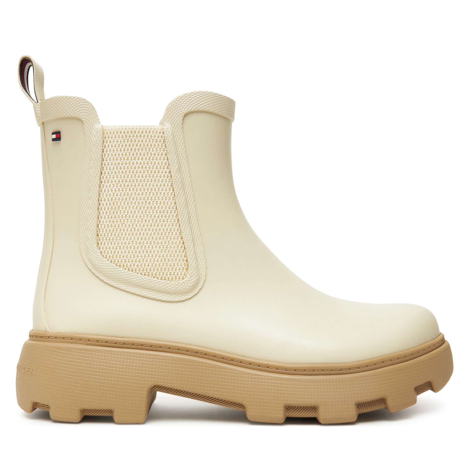 Гумени ботуши Tommy Hilfiger Rubber Flag Cleated FW0FW08637 Бежов цвят на ниска цена